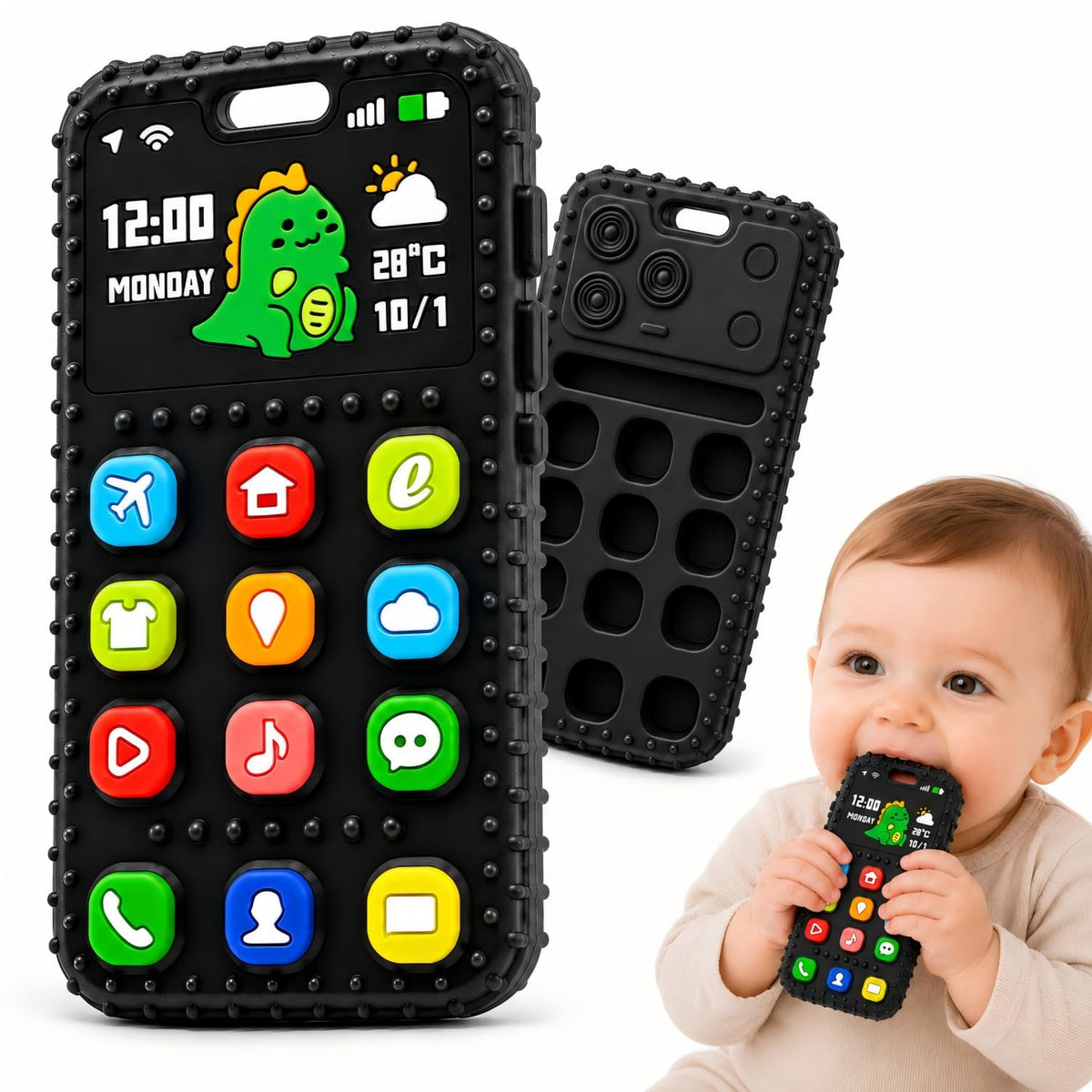 AiTuiTui Baby Teether for Teething Relief Baby Toys 0 3 6 9 12 Months, Sensory Silicone Remote Control Baby Teether Toy for Babies Newborn Infant Boy Girl Autism Toys for Baby Gifts
