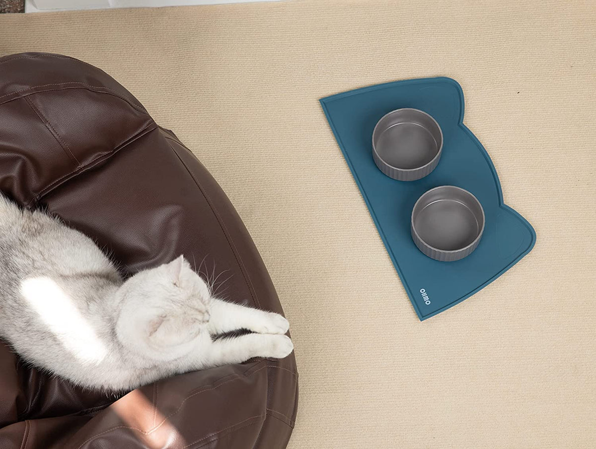 OHMO Silicone Cat Food Mat for Food&Water Bowls, 46x25cm, Camo Green