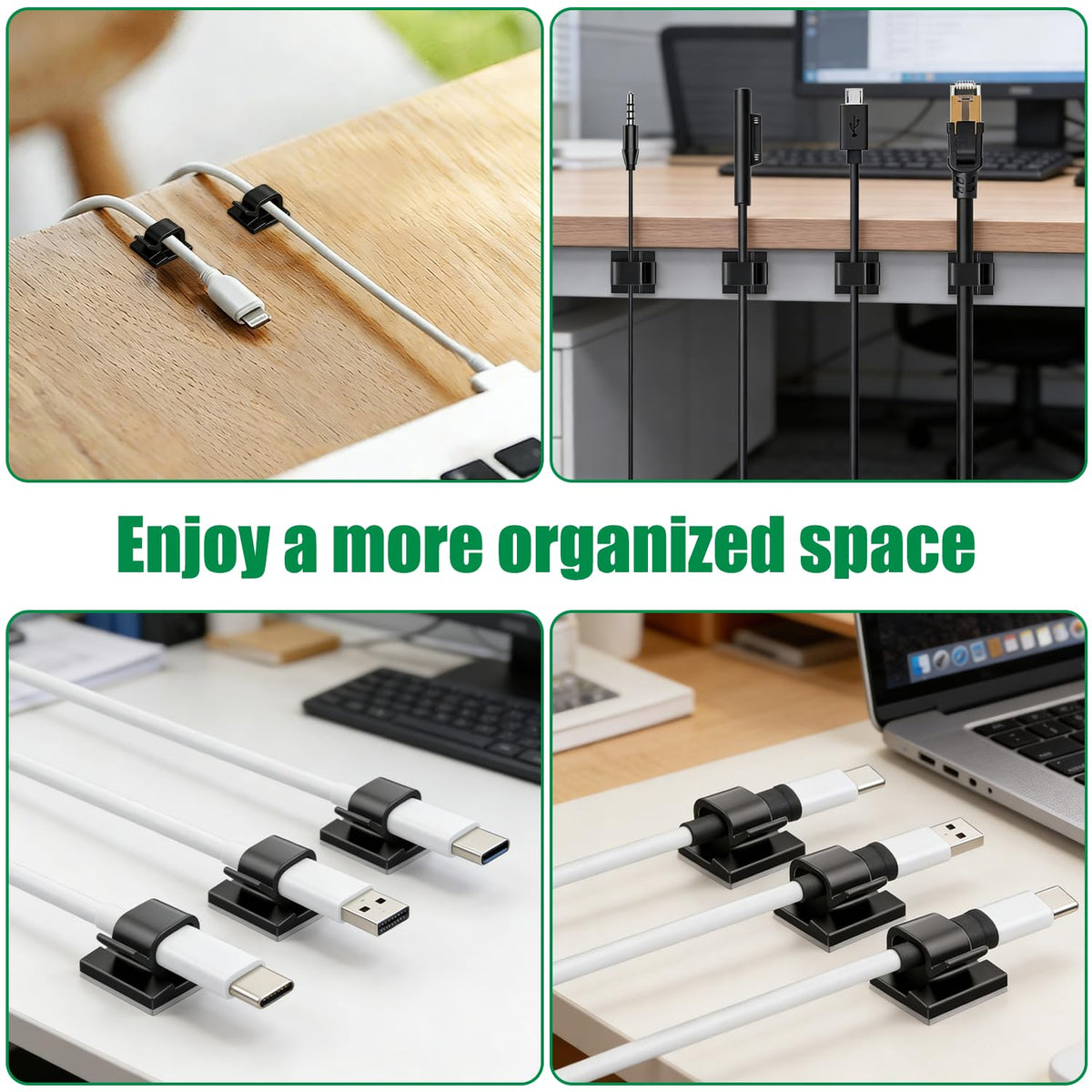 Cable Clips, Cable Tidy, Self Adhesive Cable Holder, Cable Management, Cord Organiser Clips Light Wire for Wall, Desk, Home, Office (Small-Transparent-100pcs)