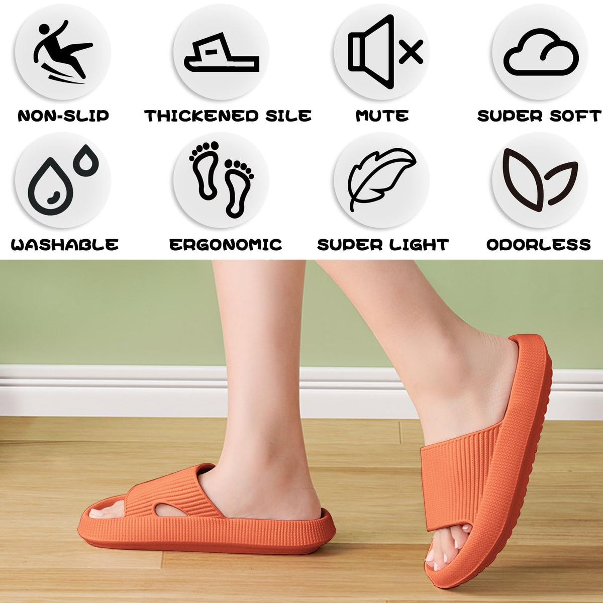 BHFRGAS Sliders Cloud Slippers Women Men，Non-Slip Mens Womens Slippers Cloud Sliders，Soft Flip Flops with Thick Sole for Shower Bathroom Pool Beach