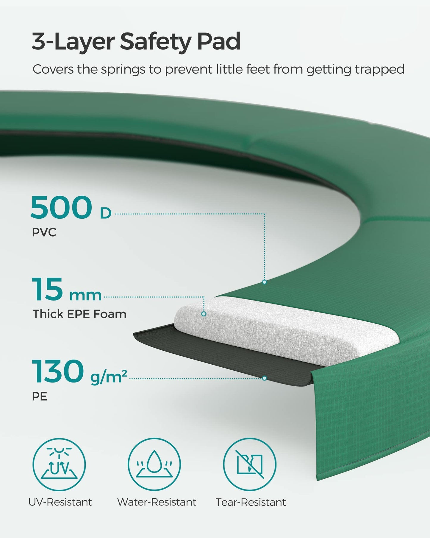 SONGMICS 10ft Children's Outdoor Trampoline with Safety Net & Ladder — Max 100 kg | 2-Year Warranty