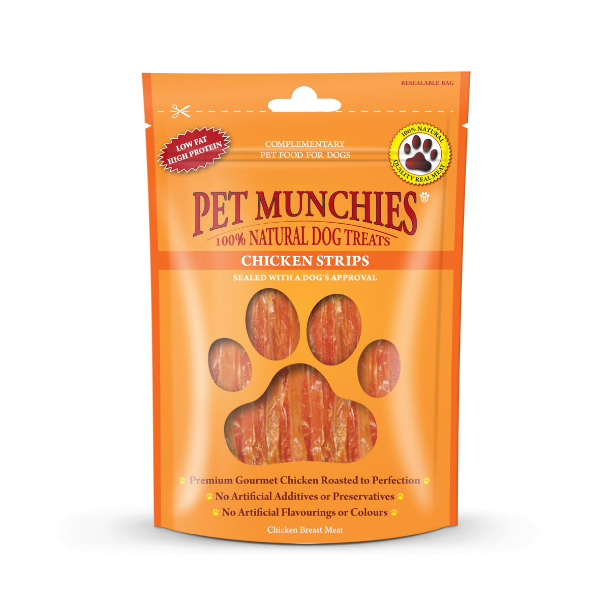 Pet Munchies Venison Strips Dog Treats, Premium Wheat Free Dog Chews with Natural Real Meat, Low in Fat and High in Protein 75g (Pack of 8)