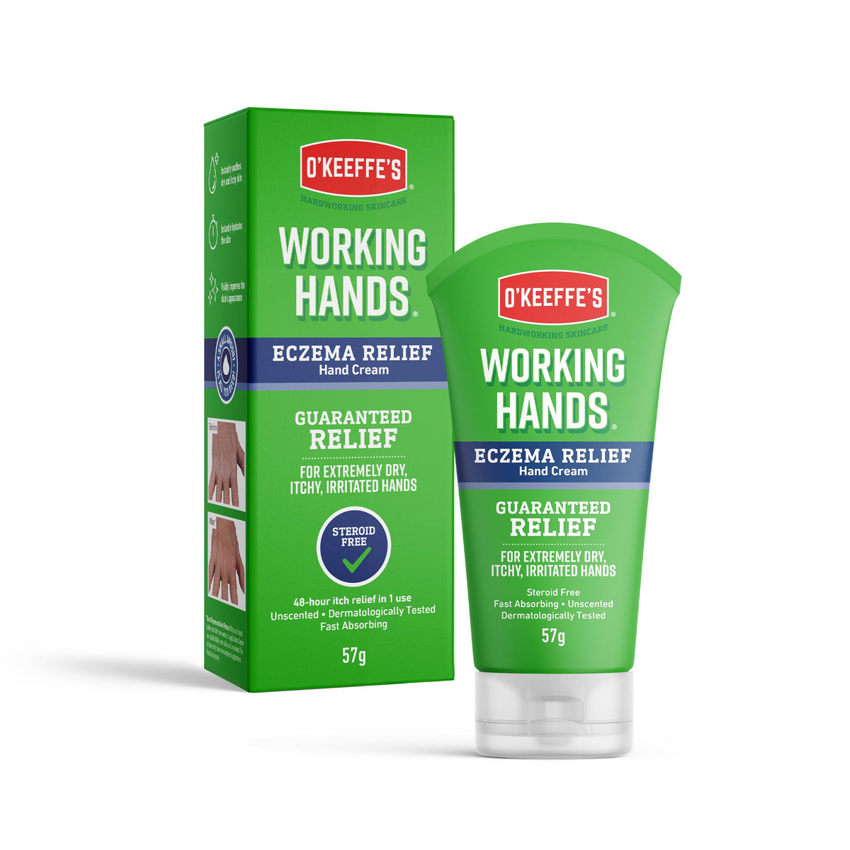 O'Keeffe's Working Hands, 96 g Jar 2 Pack - Hand Cream for Extremely Dry, Cracked Hands | Instantly Increases Moisture Content, Forms a Protective Layer and Prevents Moisture Loss