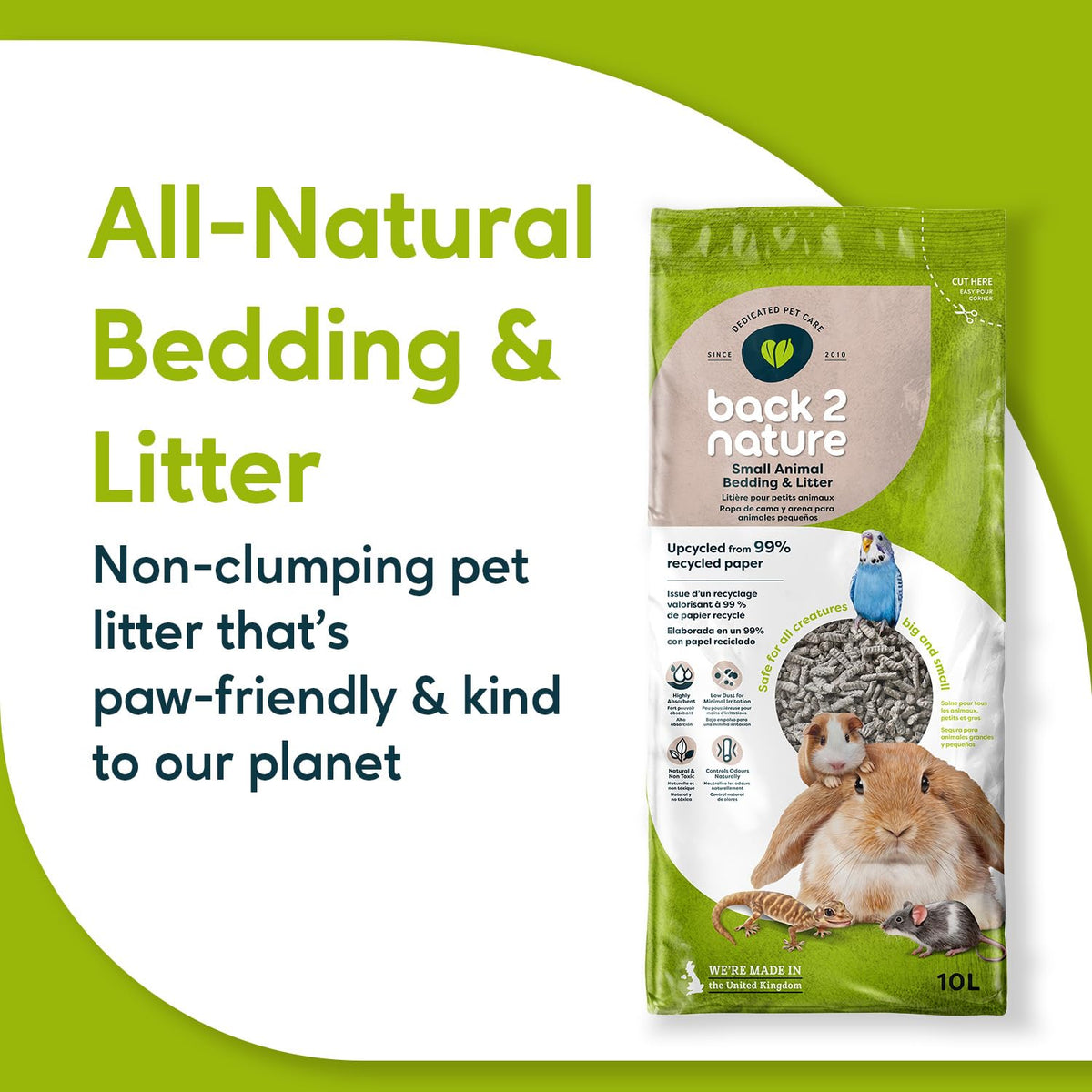 Back2Nature Small Animal Bedding (30L) - Non-Toxic Recycled Paper