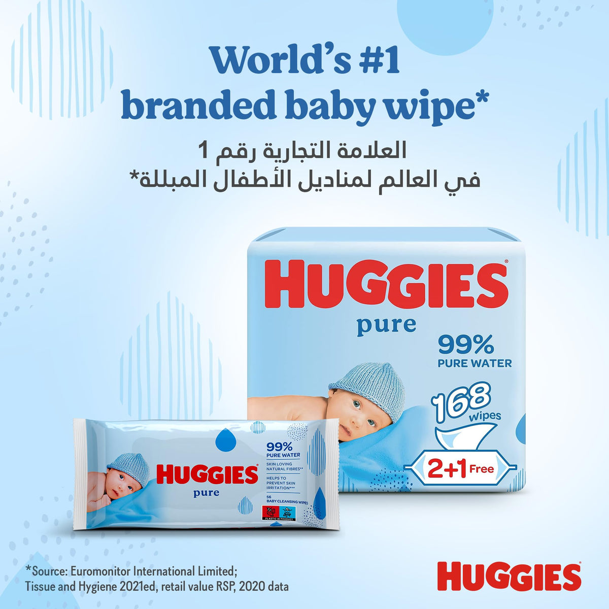 Huggies Pure Plastic Free Baby Wipes - Pack of 12 (576 Wipes) – 99% Water Wet Wipes, Fragrance Free, Hypoallergenic, Better Cleaning, Soft and Gentle on Babies' Delicate Skin
