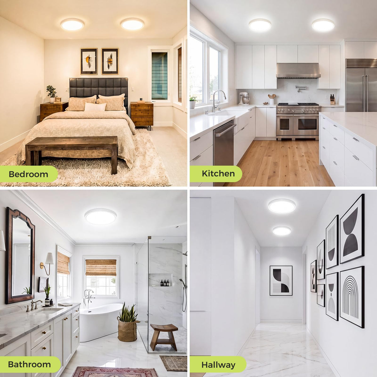 hepside 2 Pack Bathroom Ceiling Light 30cm, 3000K/3500K/4000K/5000K/6500K 5CCT LED Ceiling Lights, 24W, Modern, Waterproof, Round Flush Mount for Bathroom, Kitchen, Bedroom, Hallway