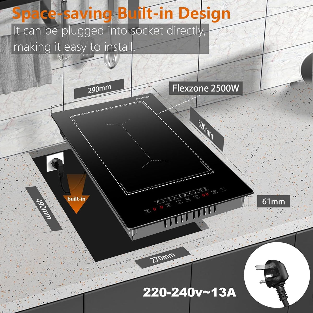 Portable Ceramic Hob, Pulg in Single Electric Hob 3600W