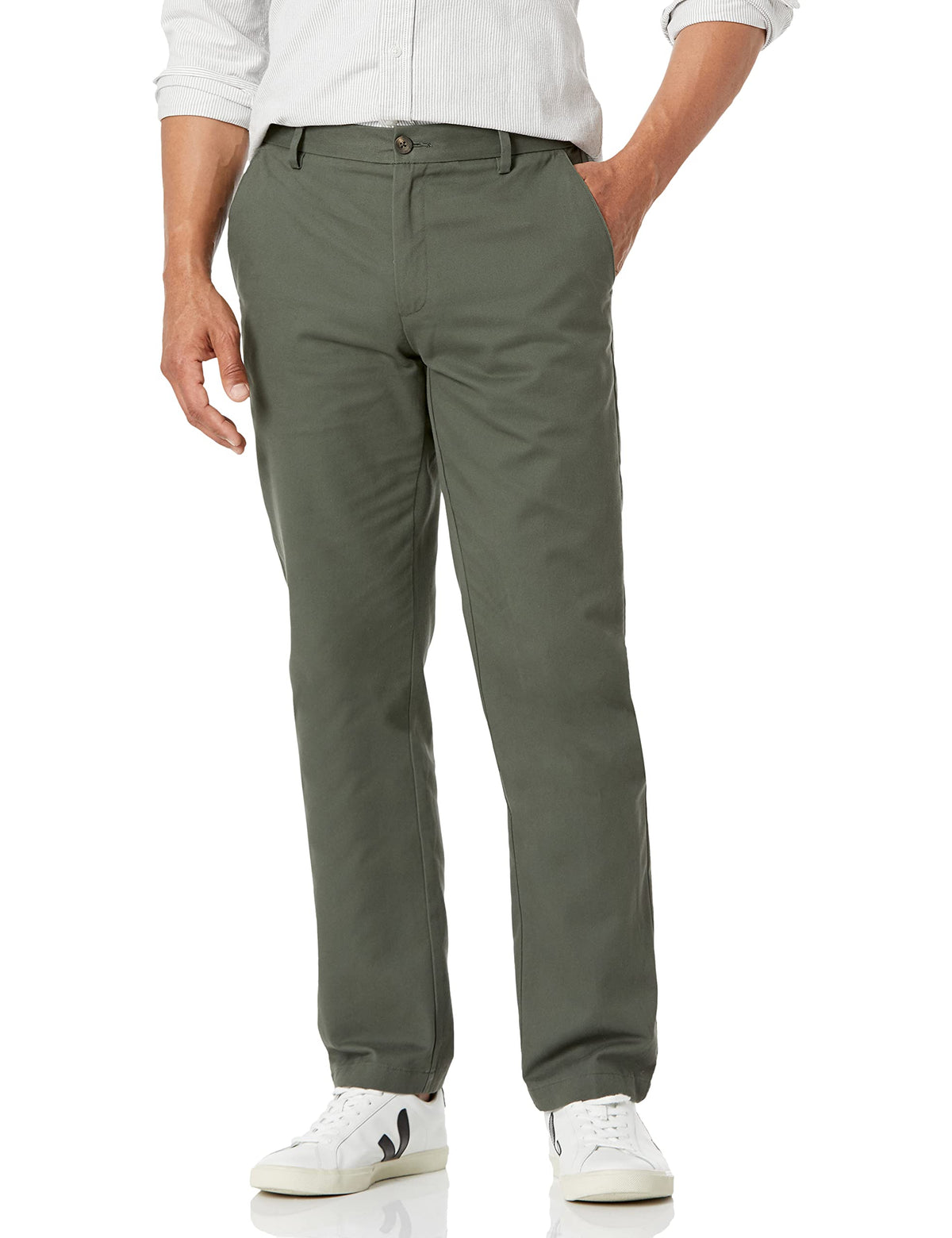 Amazon Essentials Men's Straight Fit Wrinkle-Resistant Flat-Front Casual Chino Trousers