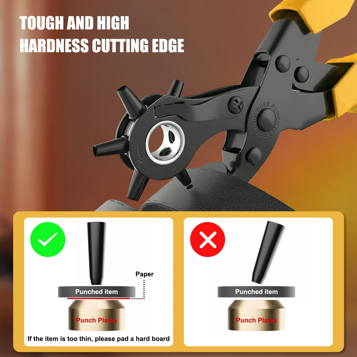 Diyife Belt Hole Puncher for Leather, 6 Sizes, Effortless Dual-Lever Design