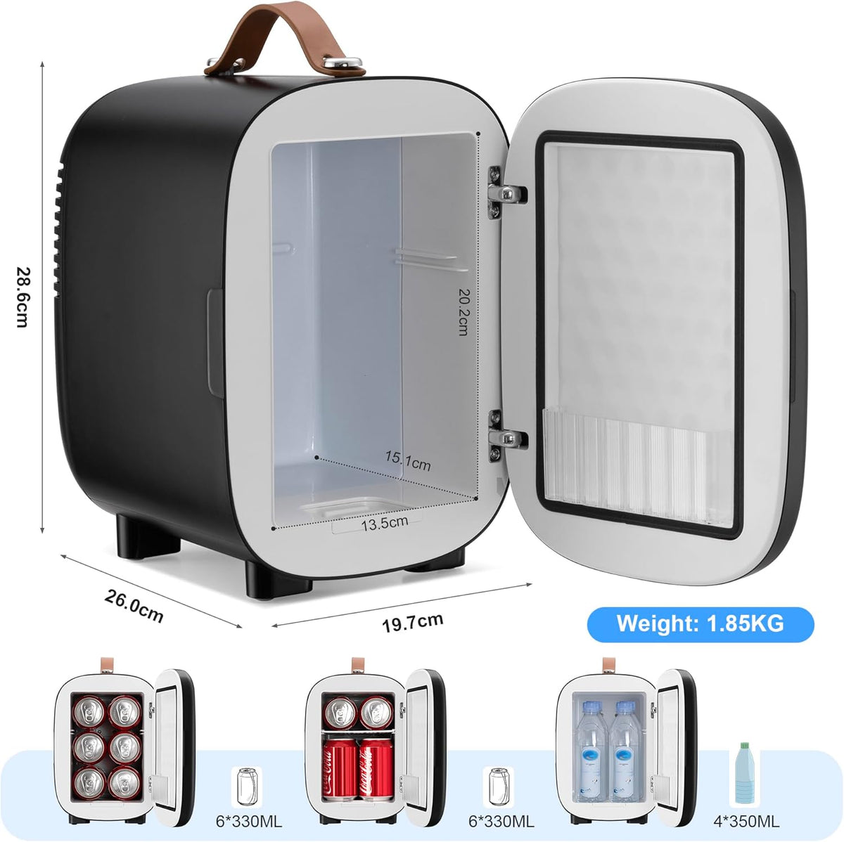 Enventor Mini Fridge 4 Litre/ 6 Can, Portable Cooler and Warmer, AC+12V DC