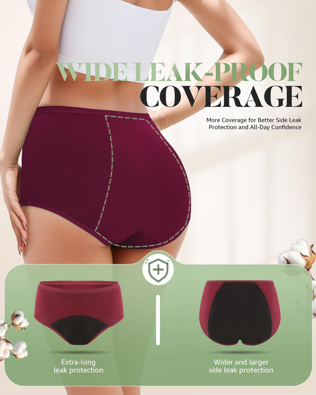 TANSTC Period Pants for Women, Heavy Flow Leakproof Menstrual Knickers