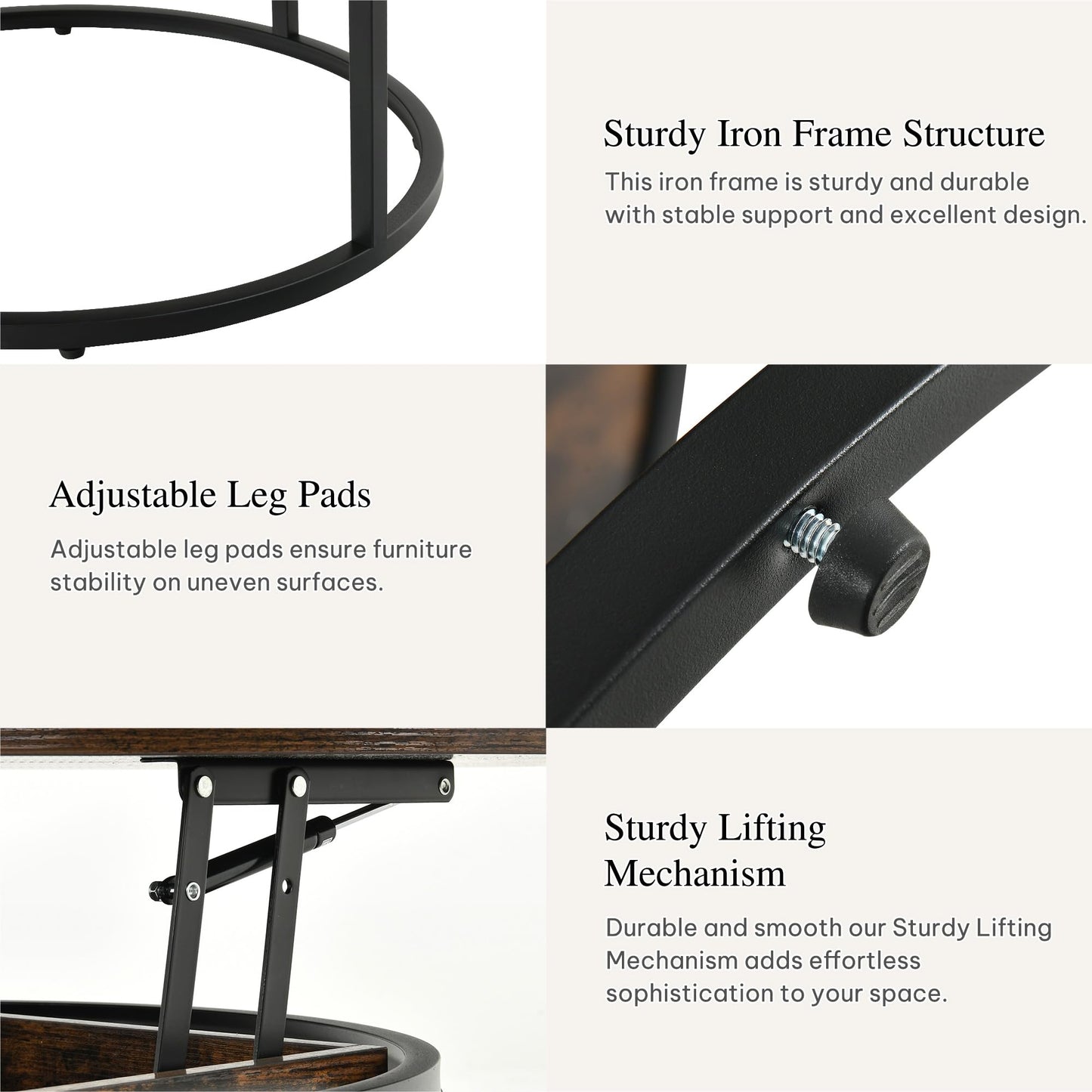 YITAHOME Coffee Table with Lift Top, lift up Coffee Table Round with Hidden Storage Compartment, 60x60x47cm