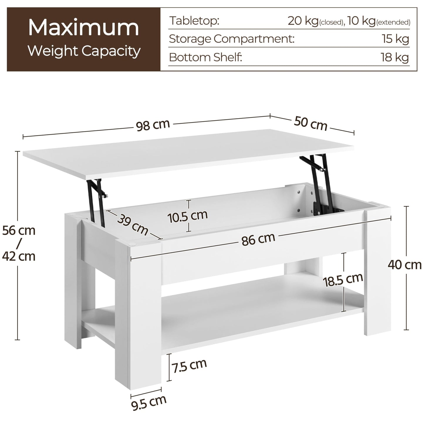 Yaheetech Lift Up Coffee Table, Wooden Lifting Coffee Table with Hidden Storage Drawer and Open Shelf, Space-saving Tea Tables for Living Room/Reception, Espresso