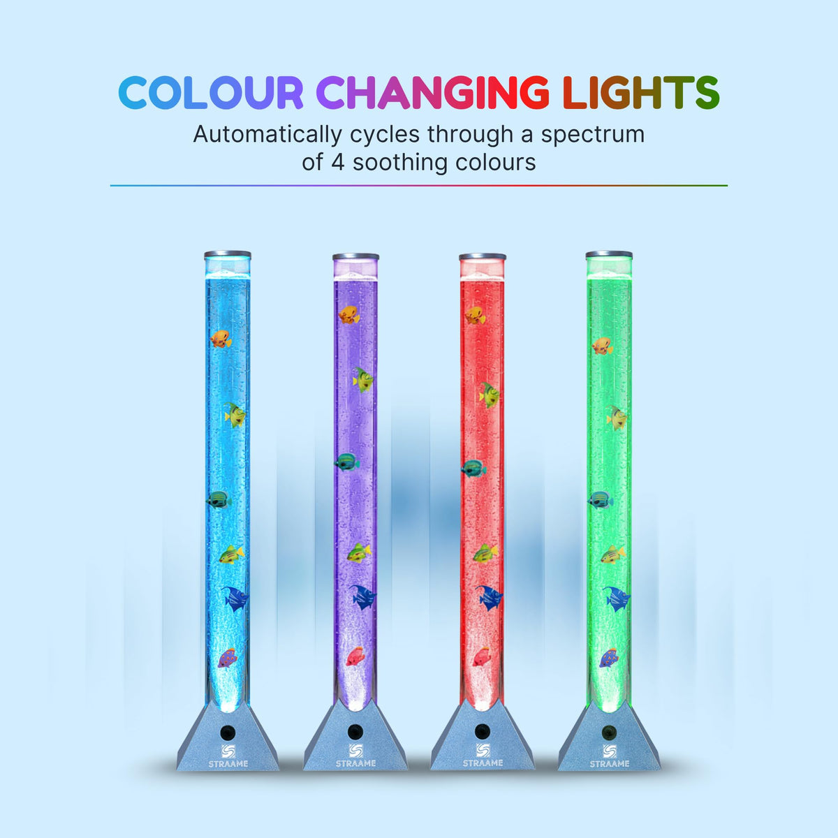Straame 90cm LED Bubble Fish Lamp, Colour Changing Sensory Lamp, Black Base