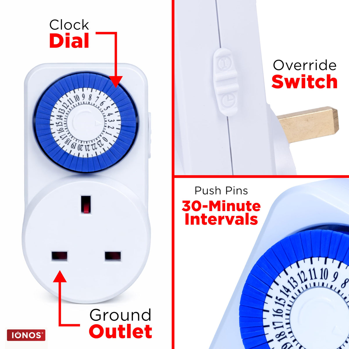 Status IONOS 24 Hour Plug-in Timer Switch, Mechanical Option B, White