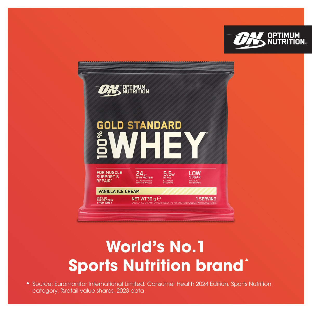 Optimum Nutrition Gold Standard 100% Whey Muscle Building and Recovery Protein Powder With Naturally Occurring Glutamine and BCAA Amino Acids, Double Rich Chocolate Flavour, Pack of 24, 24 x 31g