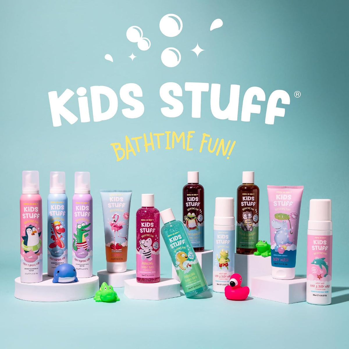 Kids Stuff Blue Wacky Whip Foaming Hair & Body Wash with Strawberry Splash Fragrance | Dermatologically Tested Kids Hair & Body Wash | Gently Cleanses Hair & Skin | Vegan | Cruelty Free | 200ml
