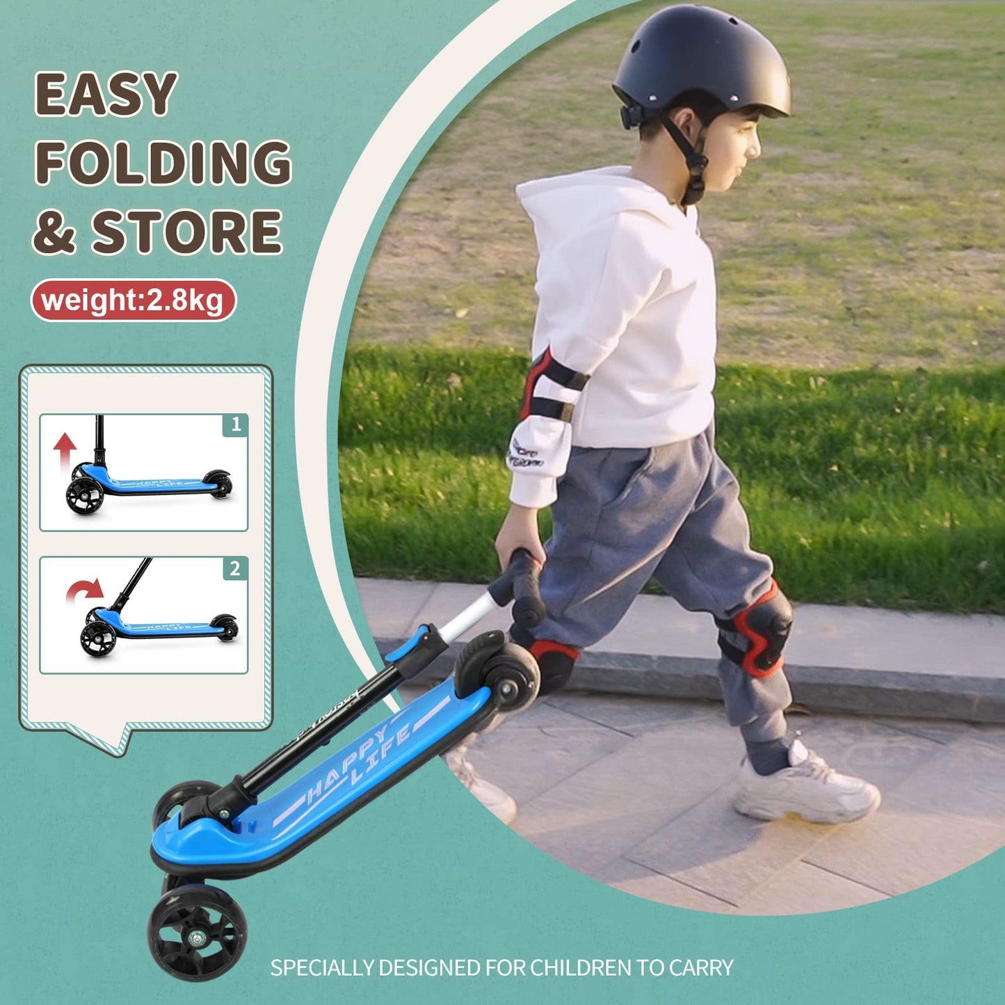 besrey 3-Wheel Toddler Scooter with Lean-to-Steer — Foldable, Anti-Slip Deck | Max 50 kg