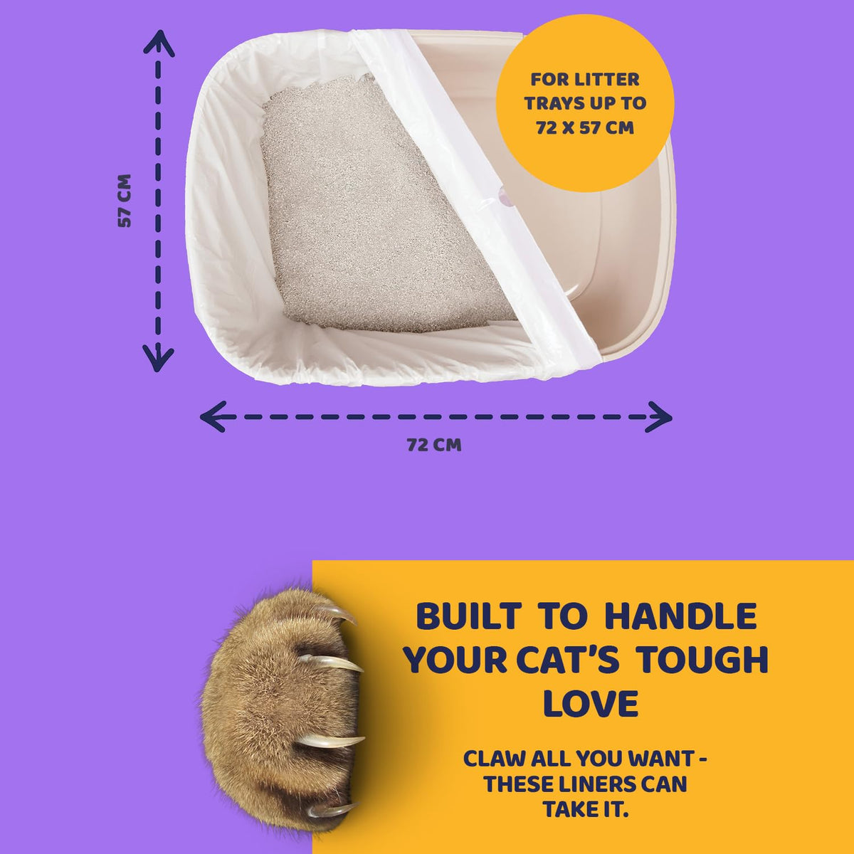 Pettiny 20 XL Cat Litter Tray Liners with Drawstrings Scratch Resistant Bags for Extra Large Litter Box