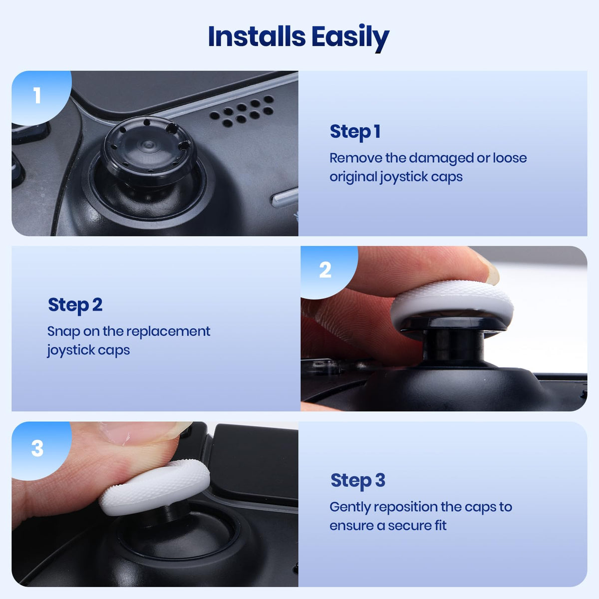 NEWDERY Joystick Replacement Grip Caps for PS5/PS4 Controller