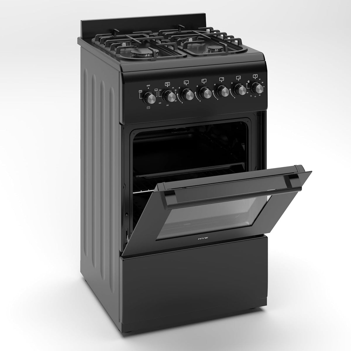 HYE Gas Cooker - Versatile 4 Burner Gas Hob, Electric Oven