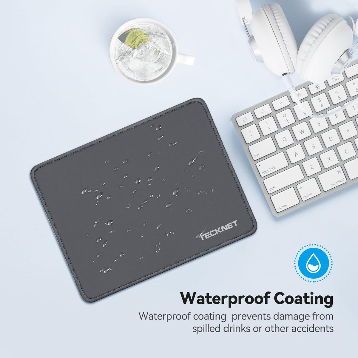 TECKNET Mouse Mat, 270 x 210 x 3 mm Gaming Mouse Pad - Grey
