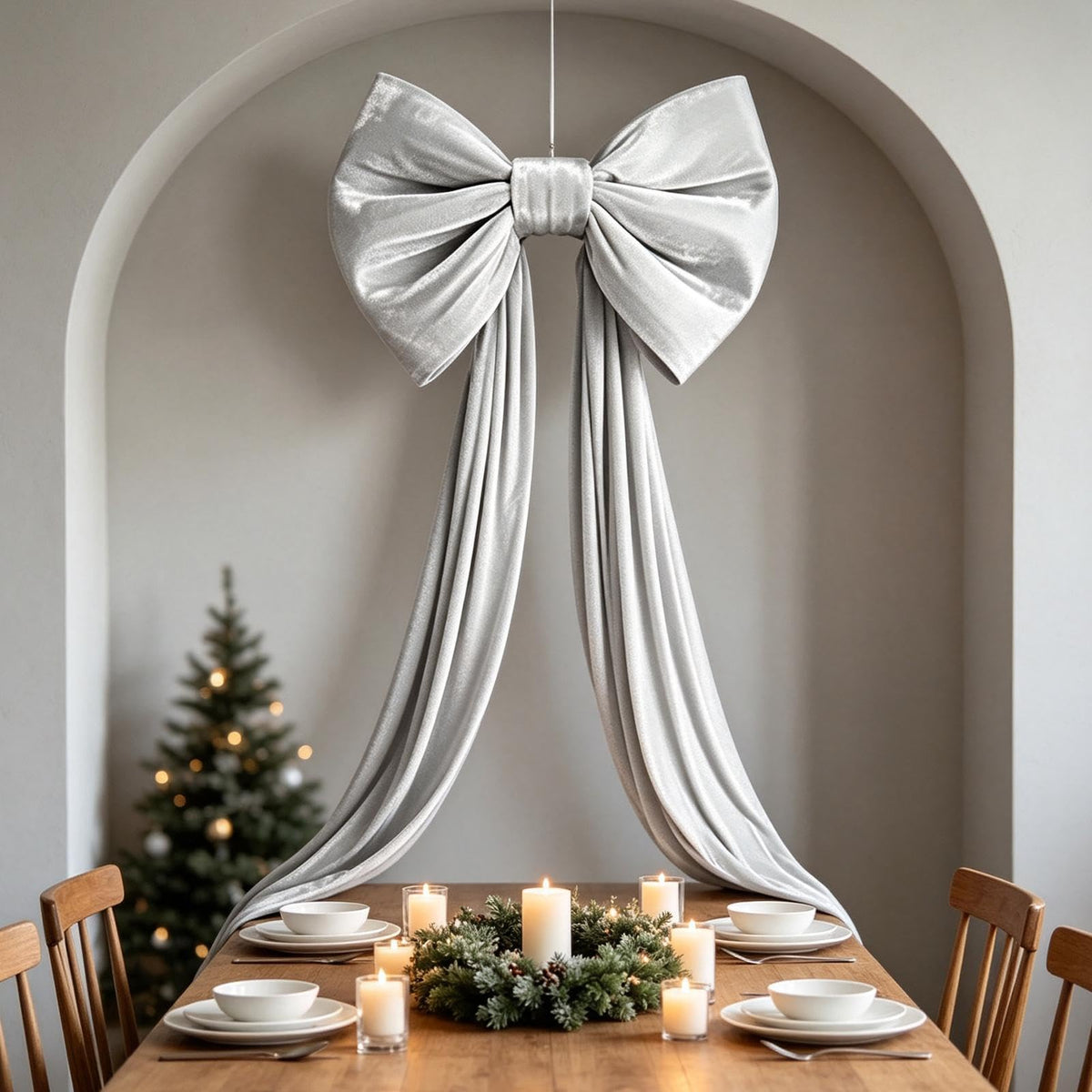 Large Christmas Tree Topper Bow, 200CM Giant Velvet Christmas Tree Bows