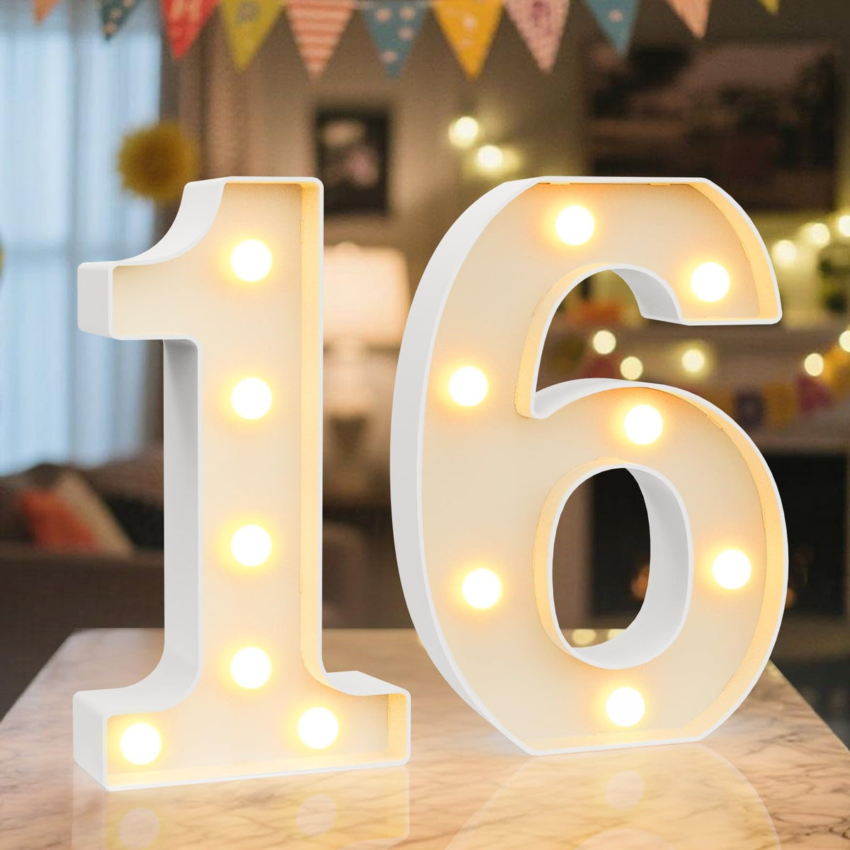 Ledido Pink Glitter Light Up Number 80 for 80th Birthday Decorations