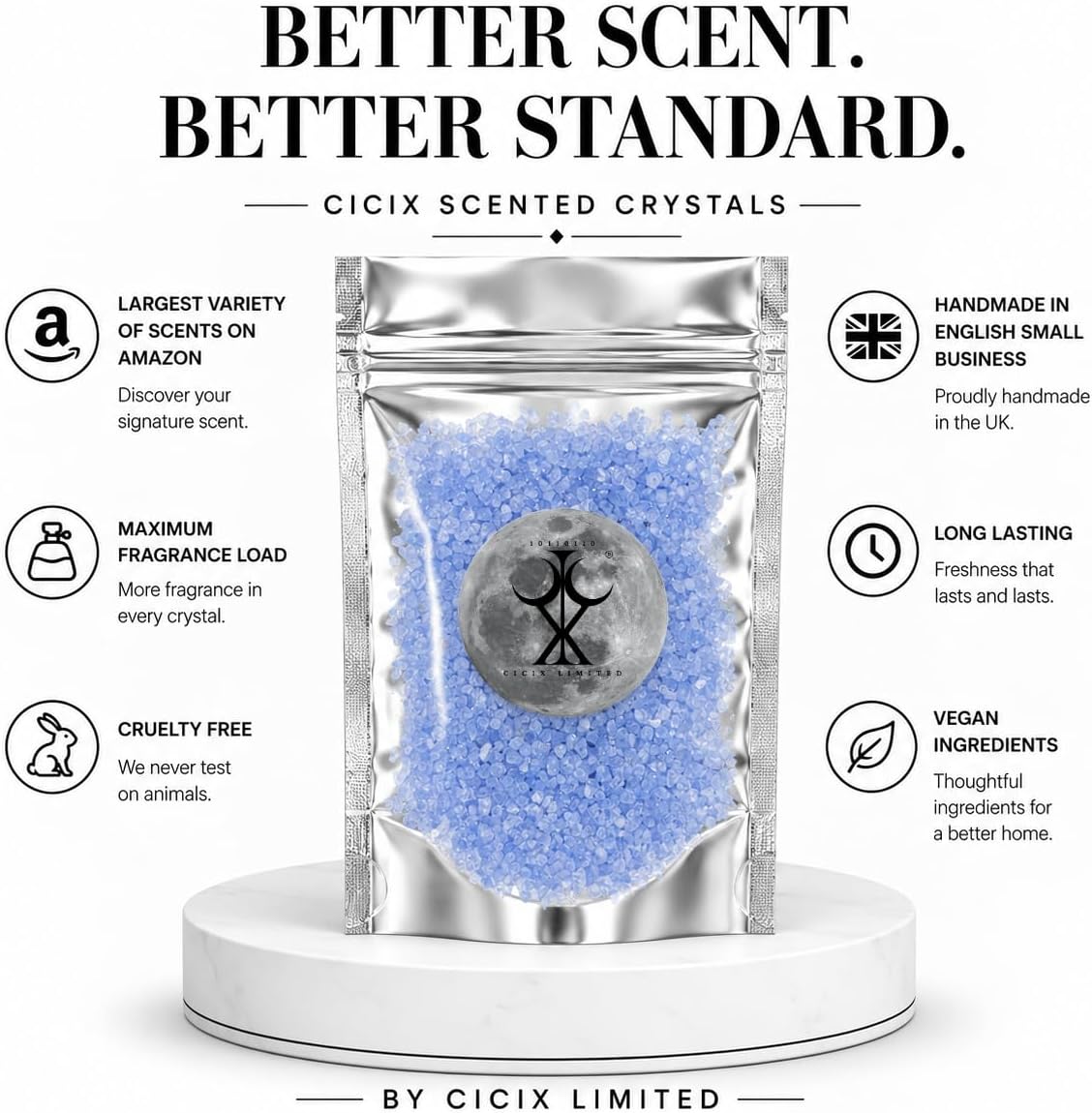 CICIX 3x Luxury Scented Crystals Bundle. 130+ Scent Options. Sizzlers Simmering Granules for Oil Burners. Strong Wax Melt Alternative. Handmade in England. (Daisy's)