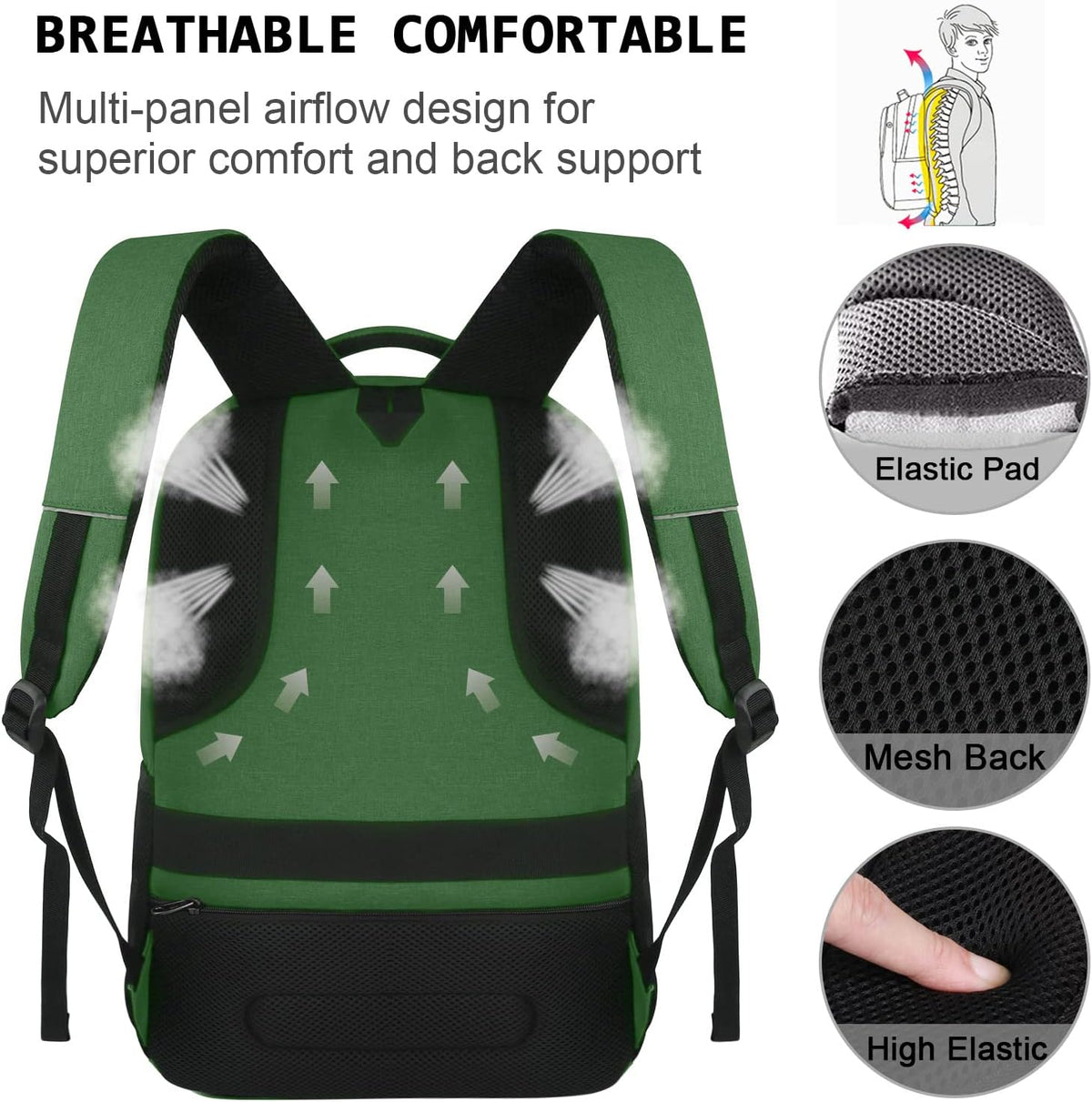 KASIBON Laptop Backpack for Men, Anti-Theft Travel Backpack Business