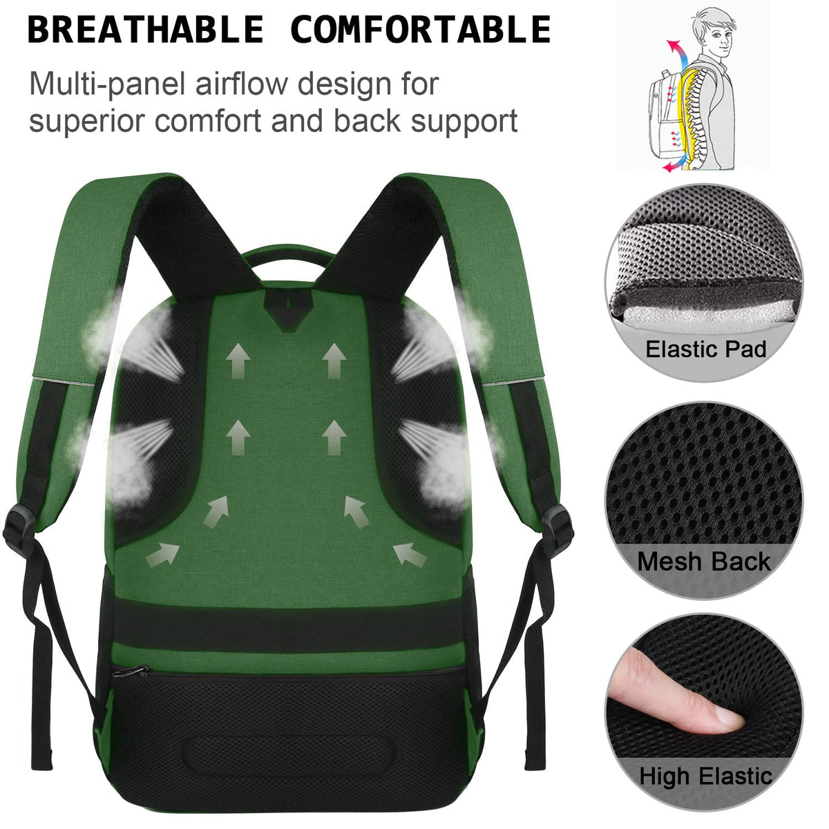 KASIBON Laptop Backpack for Men, Anti-Theft Travel Backpack Business