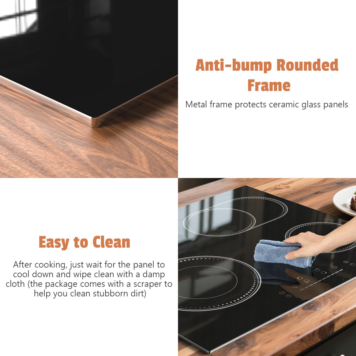 White Induction Hob 4 Ring Plug in, 2800W Electric Hob 13amp