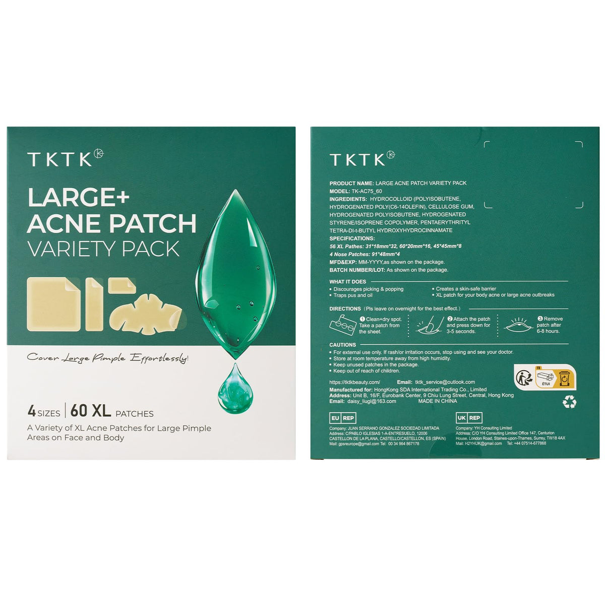 TKTK 443 Count Pimple Patches for Face, Hydrocolloid Spot Stickers, 5 Sizes