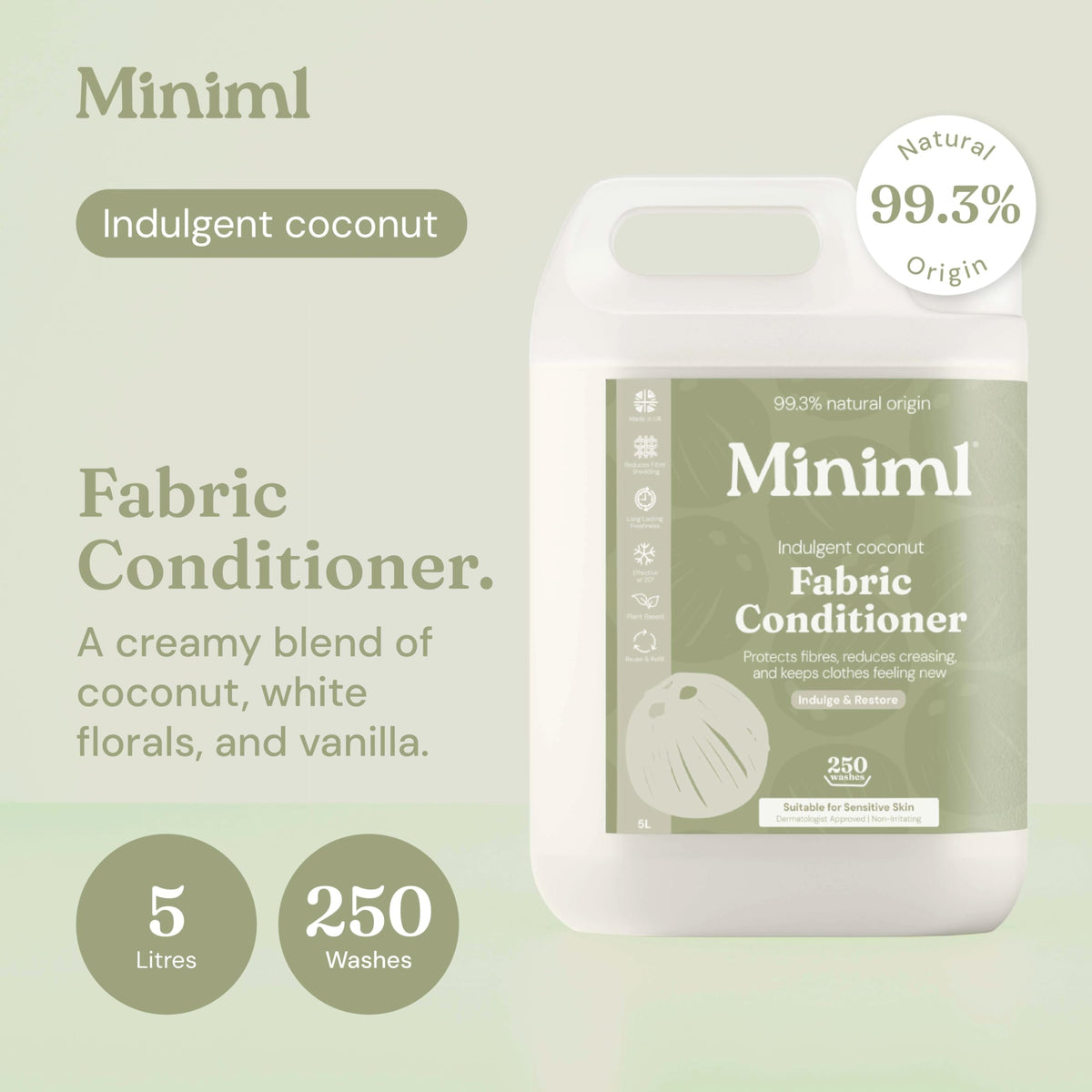 Miniml Eco Fabric Softener & Conditioner 5L Refill – Fresh Linen