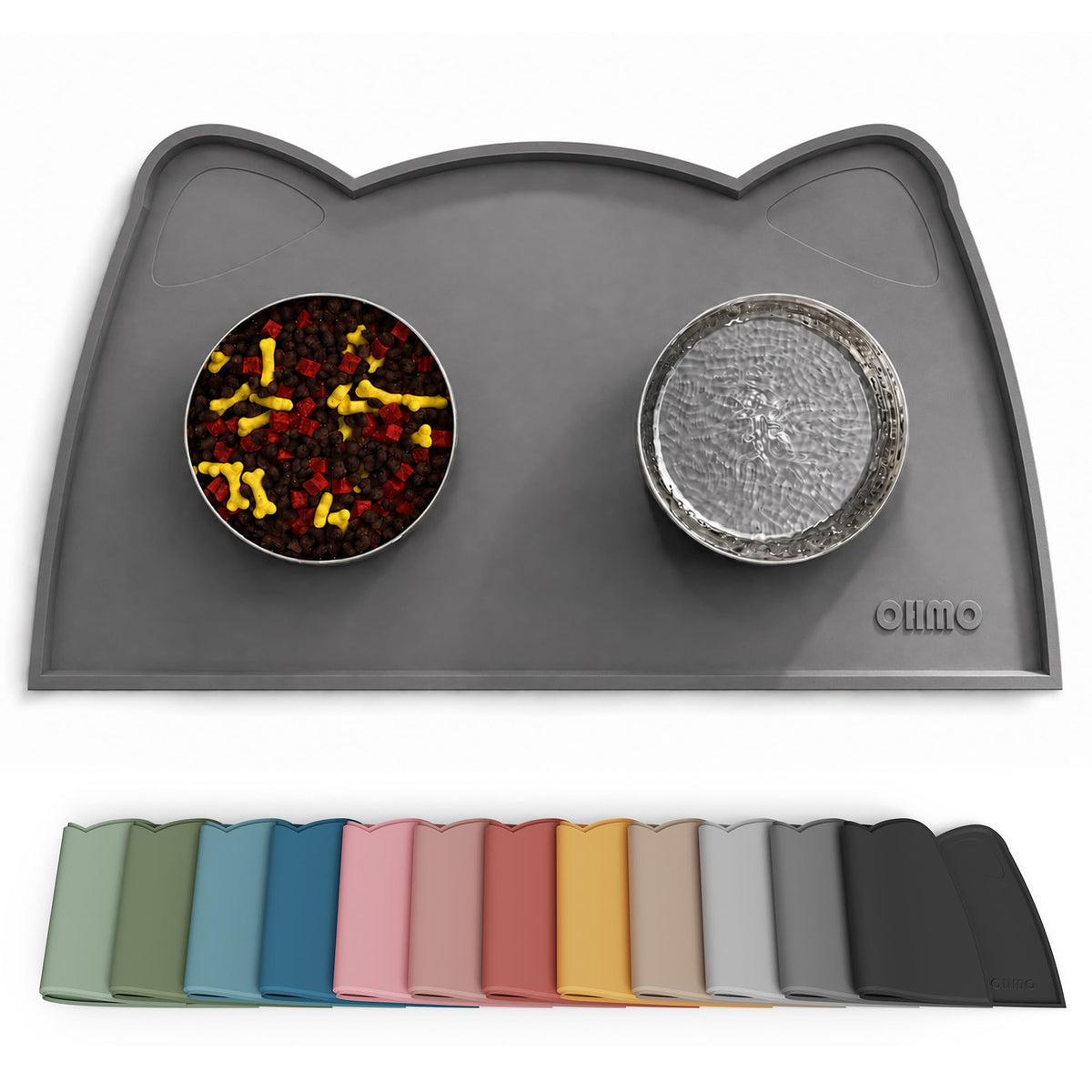 OHMO Silicone Cat Food Mat for Food&Water Bowls, 46x25cm, Camo Green