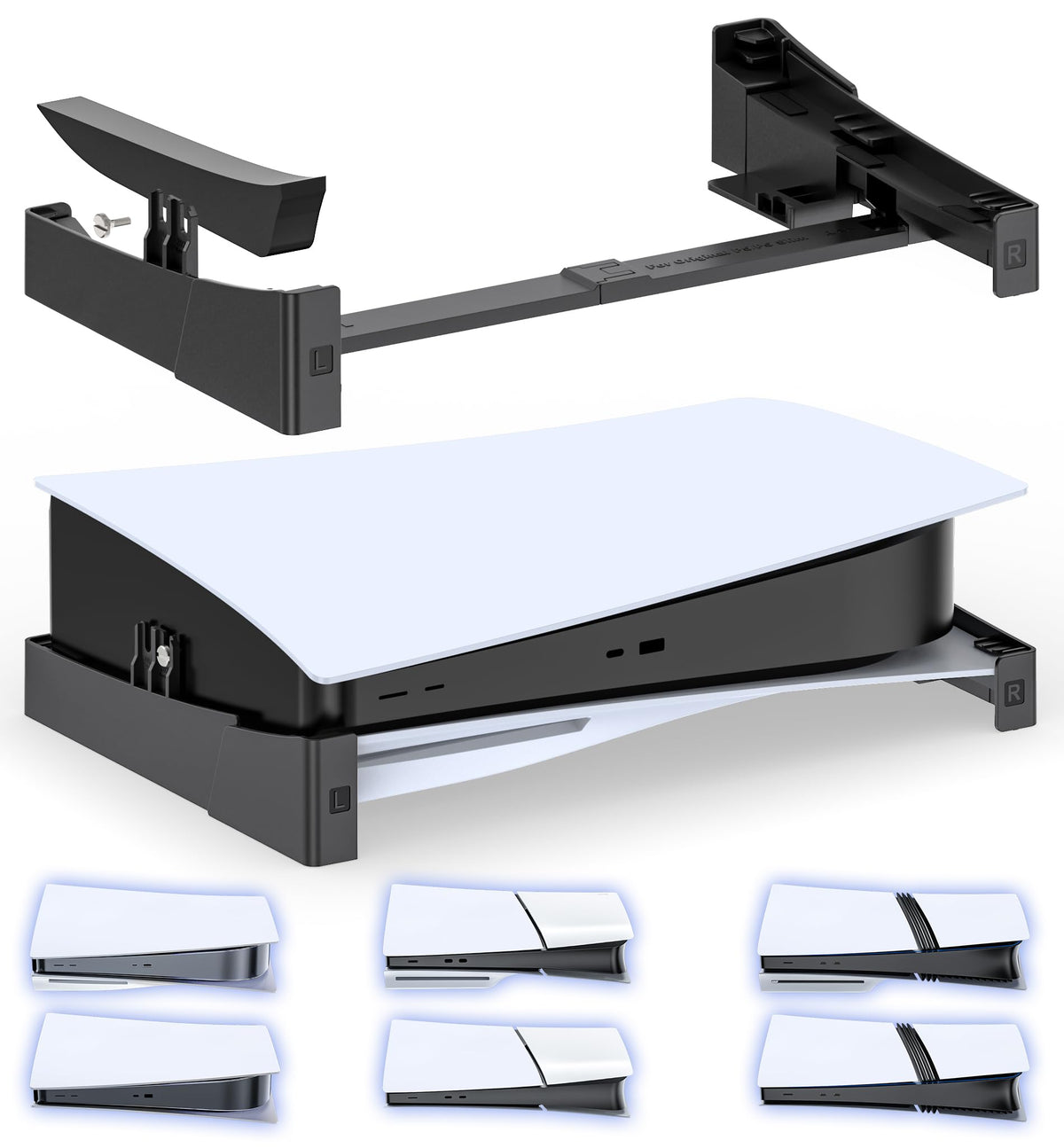 OIVO PS5/Slim/Pro Horizontal Stand for Disc & Digital Console, Protective Stable PS5 Accessories Base Stand with Upgraded Support Rods on Bottom & Scalable Design for PlayStation 5 Console Faceplates