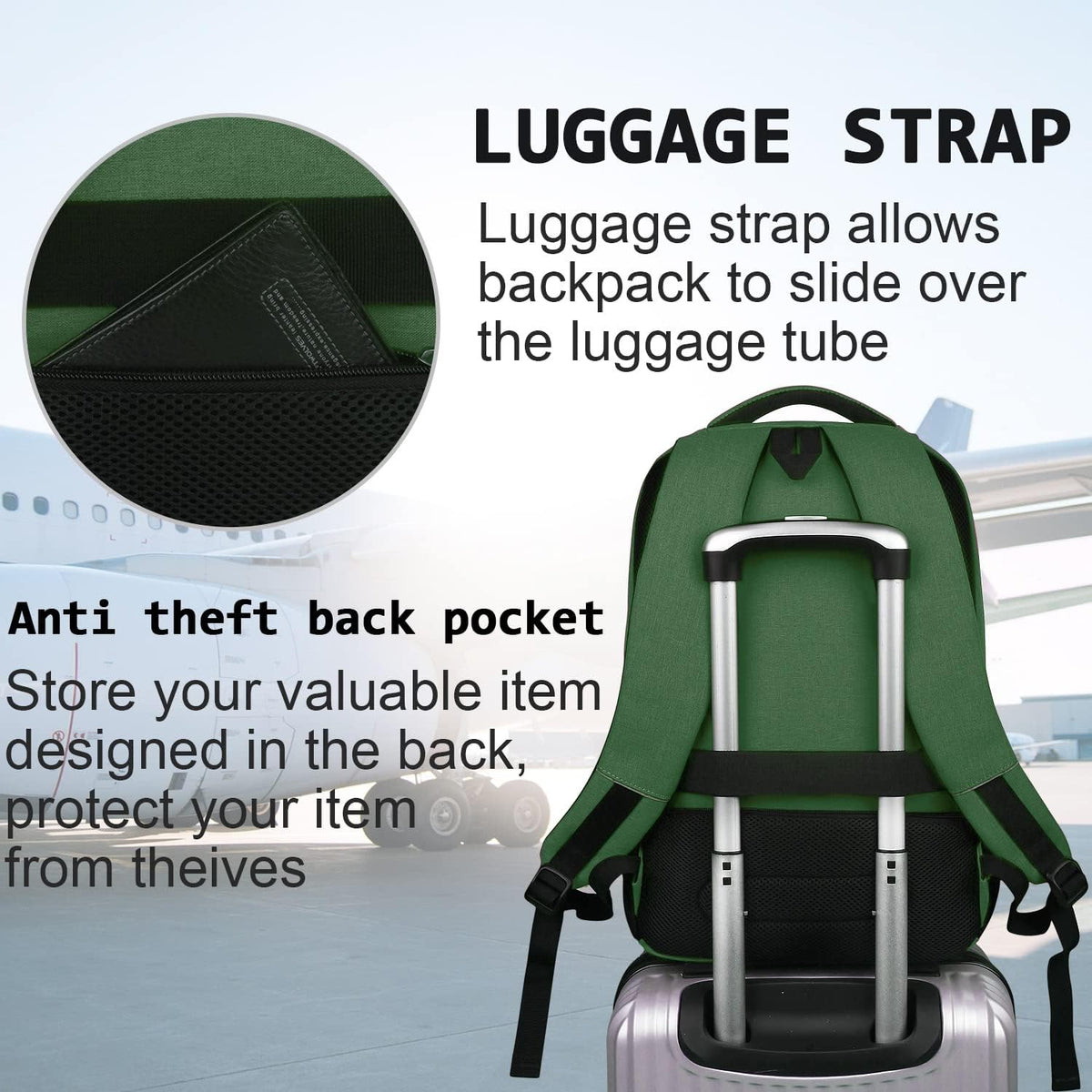KASIBON Laptop Backpack for Men, Anti-Theft Travel Backpack Business