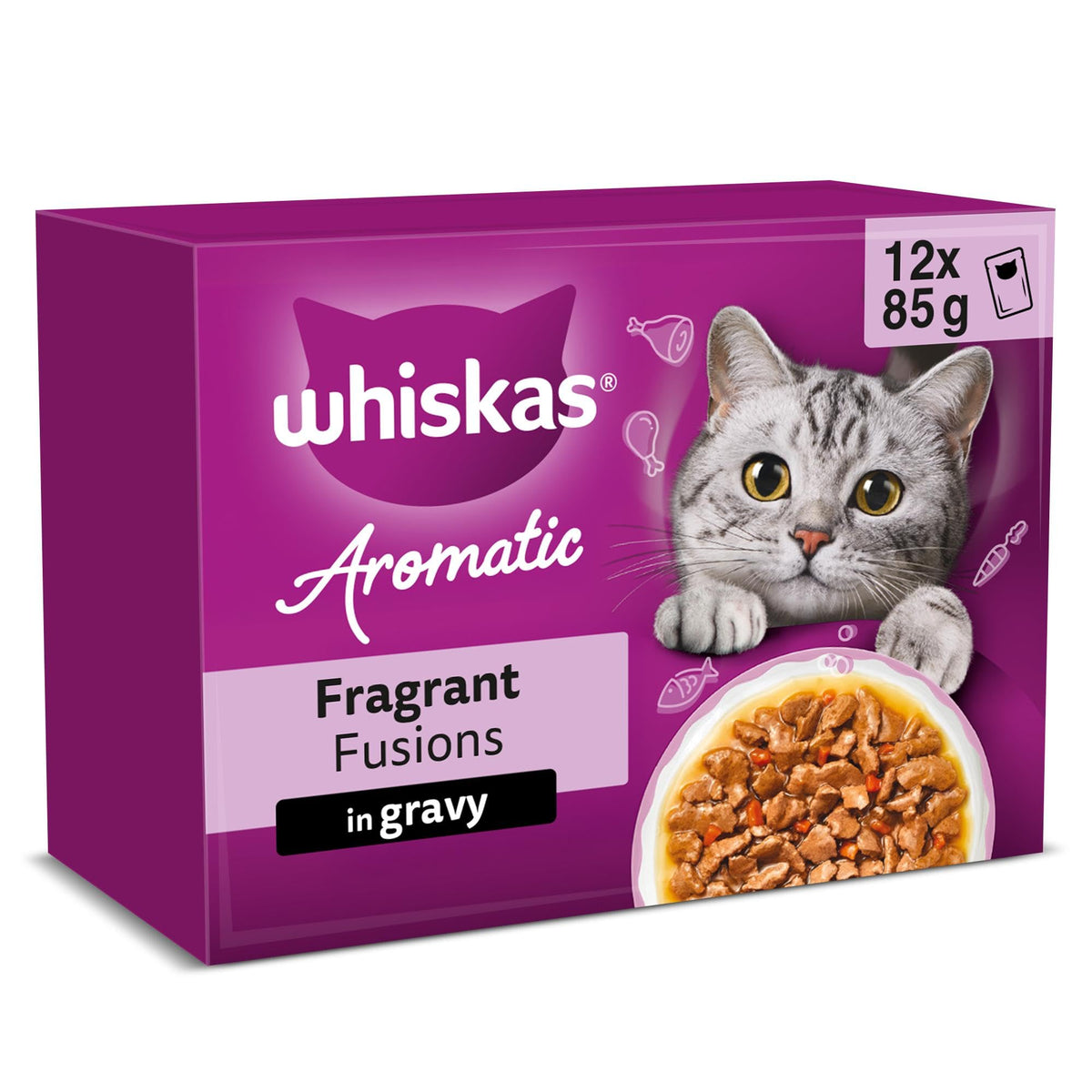 WHISKAS AROMATIC Adult Wet Cat Food in Gravy 40x85g Fragrant Fusions