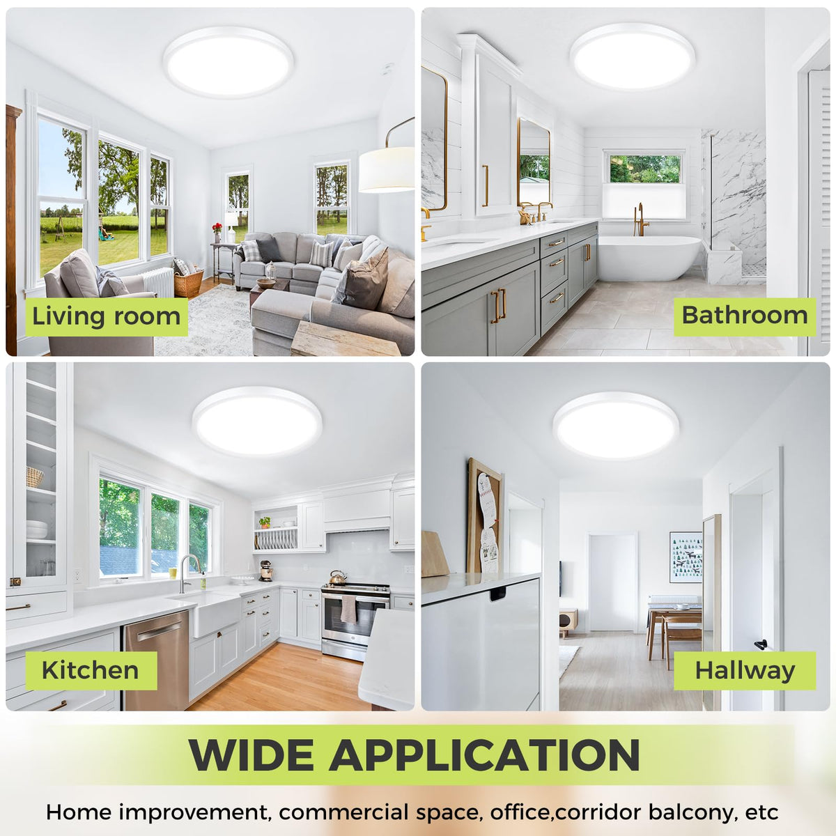 hepside Bathroom Light, 3000K/4000K/6500K 3 Color Temperature LED Ceiling Light, 15W 1500LM, Waterproof, Round, Small, Modern, Flush Ceiling Light for Bathroom, Kitchen, Bedroom, Black