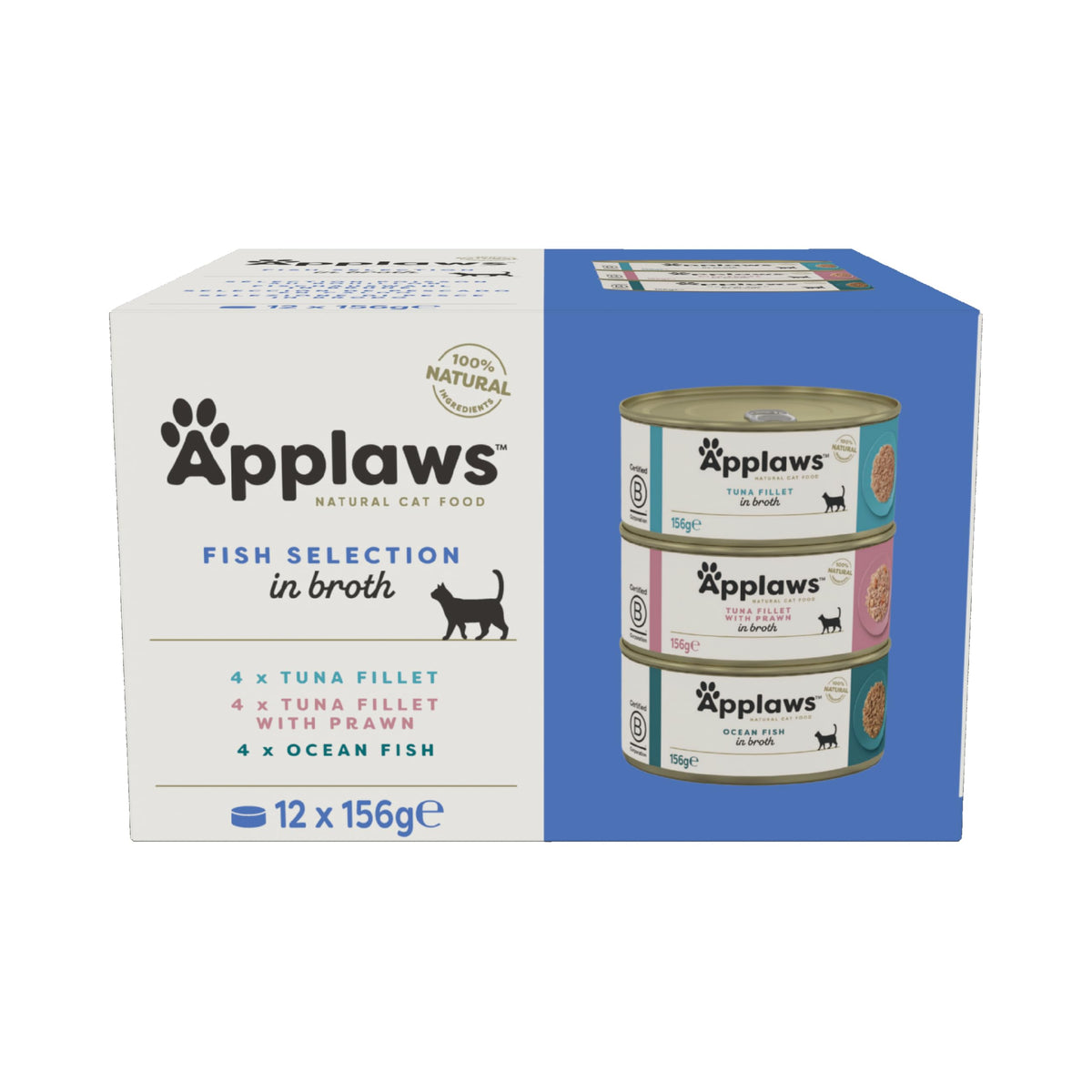 Applaws 100% Natural Wet Cat Food, Pouch Multipack Fish Selection in Broth, 70 g (24 x 70g) Pouches