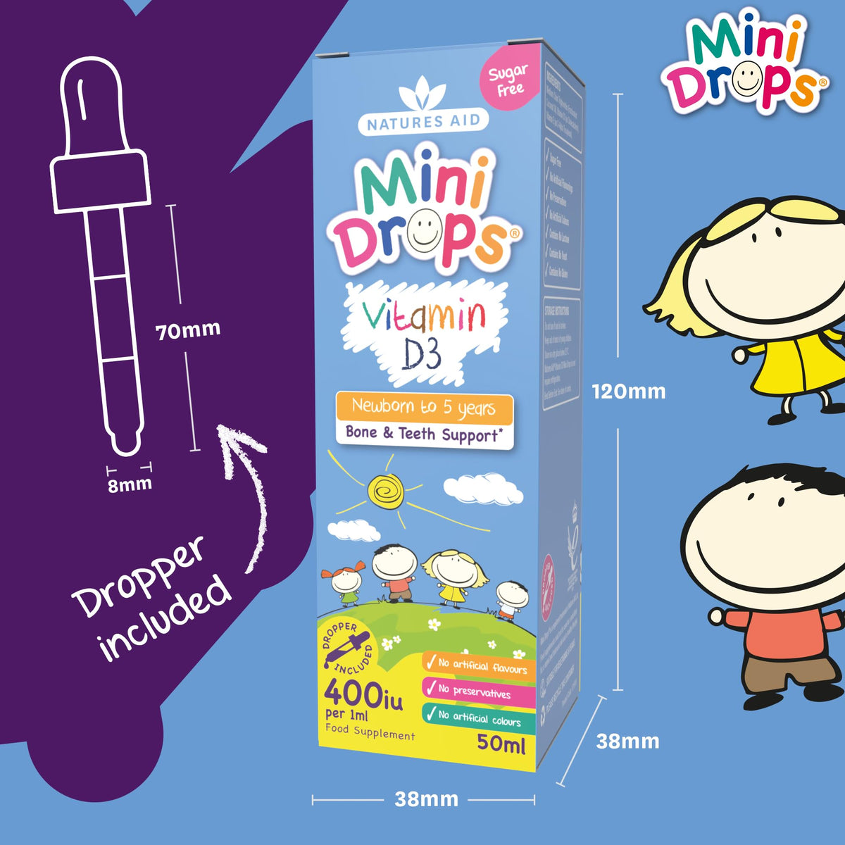 Natures Aid Mini Drops Multi-Vitamin for Babies, Kids & Children 50ml
