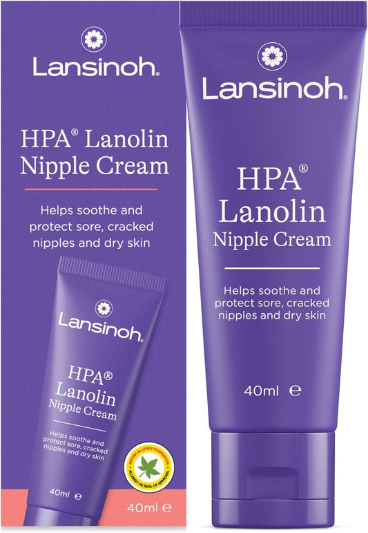 Lansinoh HPA Lanolin Nipple Cream — 40ml, 100% Natural, Hypoallergenic, Tasteless & Odourless | Award-Winning Breastfeeding Essential