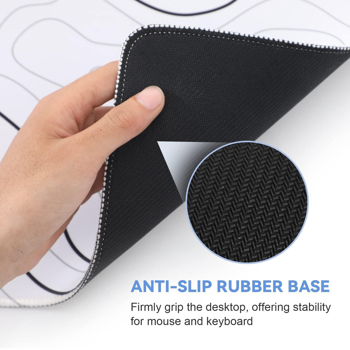 Rcege Large Gaming Mouse Pad Extended Desk Mat with Non Slip Stitched Edge