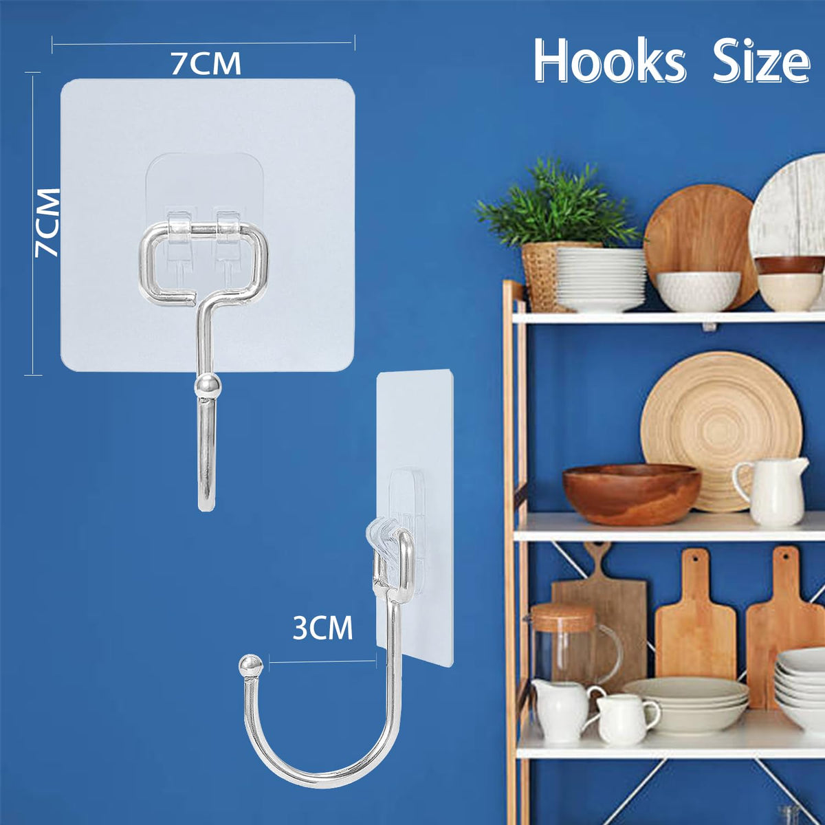 AOMEES Adhesive Hooks Heavy Duty Wall Hooks 8kg (Max) Self Adhesive Hook 12pcs