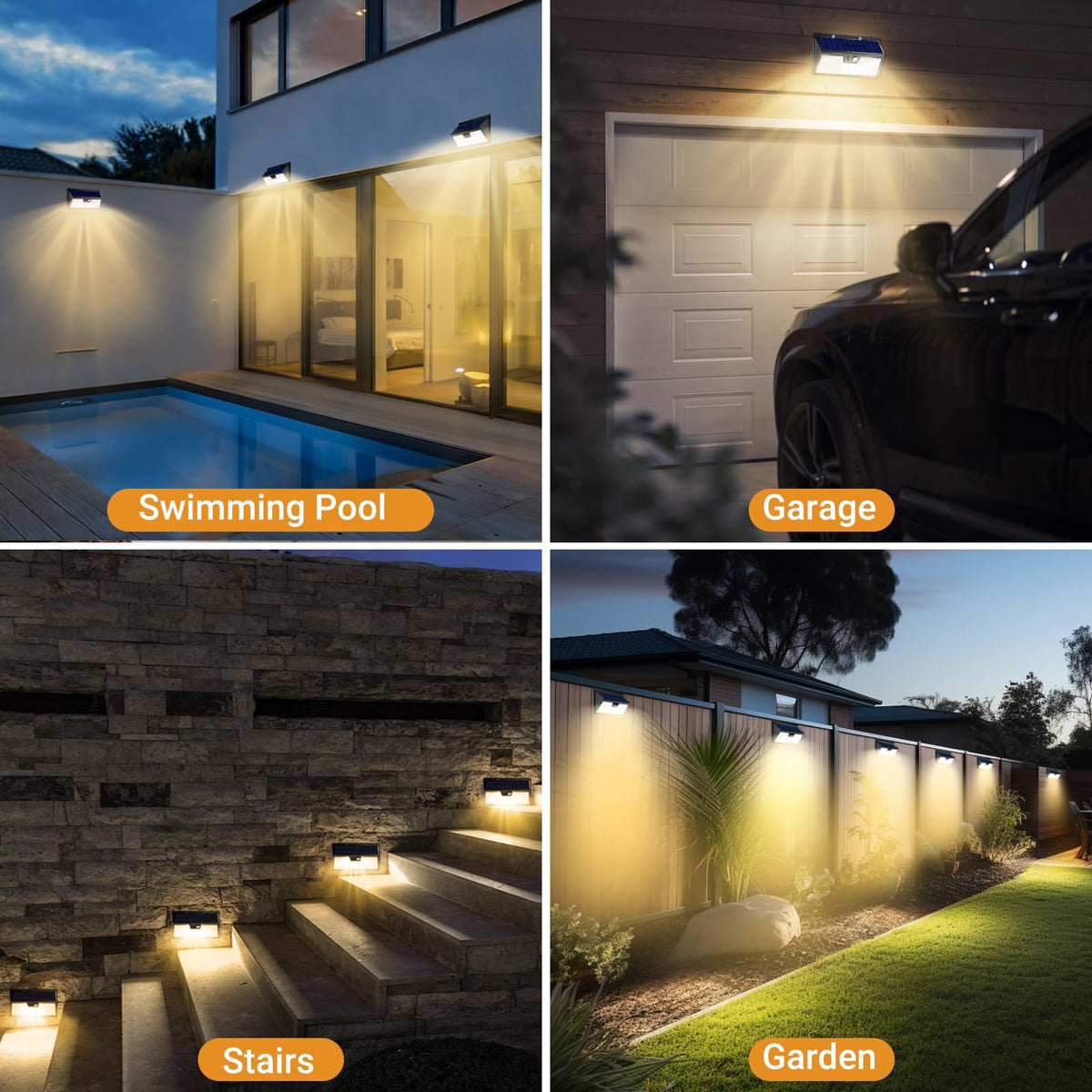 vighep Solar Security Lights Outdoor Motion Sensor, White 318LED Led Solar Powered Light with 3 Lighting Modes, IP65 Waterproof Wireless Pir Wall Light for Outside Garden Fence Yard-Warm White