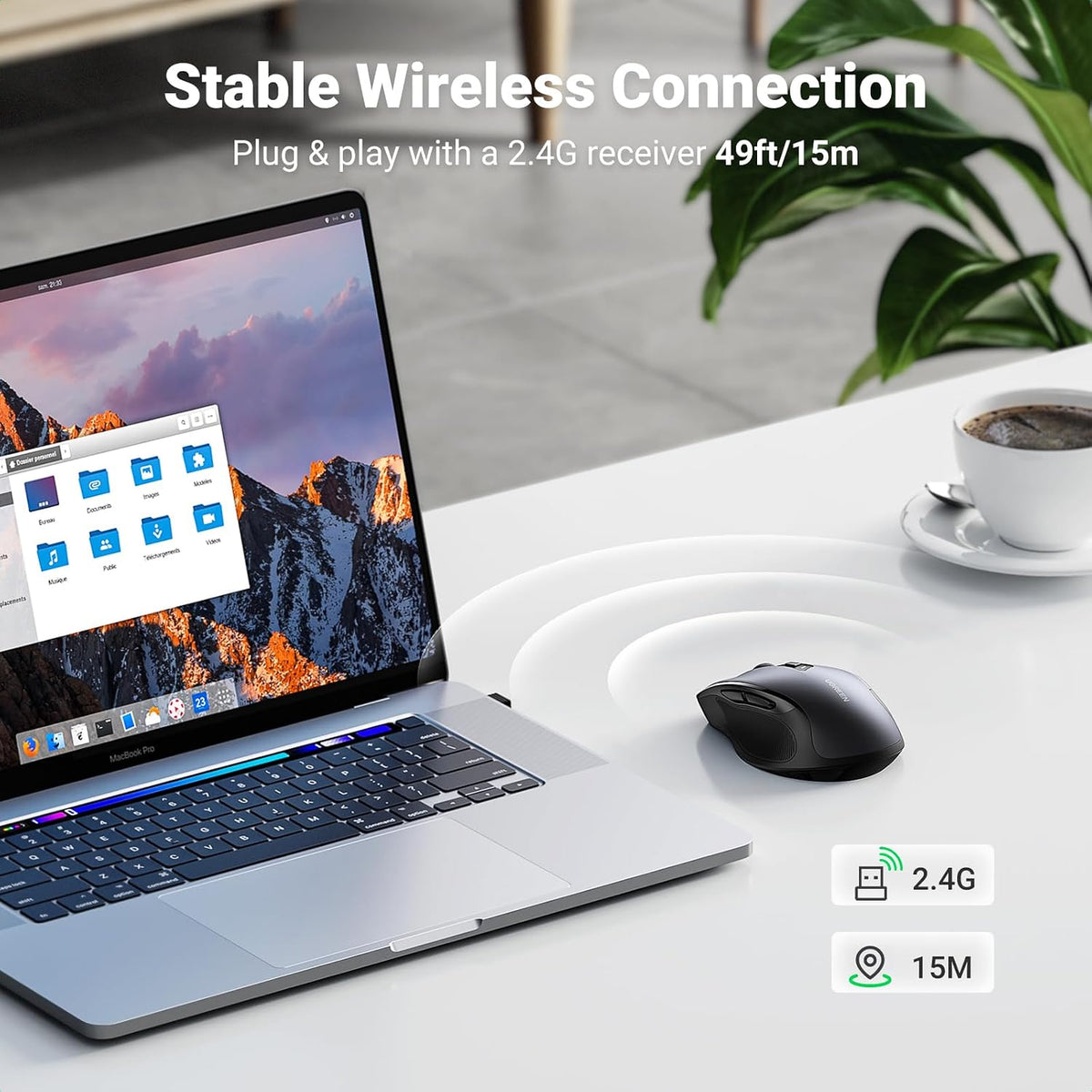 UGREEN Wireless Mouse, 40dB Silent Computer Mouse, Ultra-long Battery Life