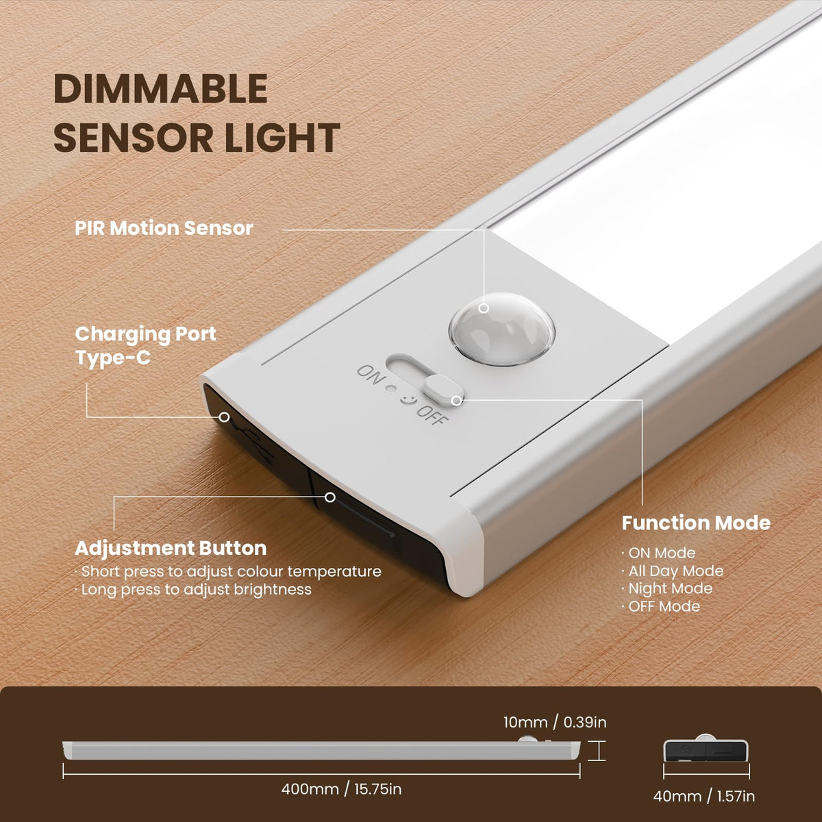 20cm Under Cabinet Kitchen Lights, Motion Sensor Lights Indoor