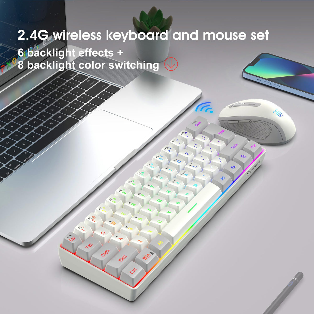 Snpurdiri Wired Mechanical Gaming Keyboard, 60% Size, LED Backlight, 61 Keys, Small Wired Office Keyboard for Windows Laptop/PC, Mac (Black-Red, Blue Switches)