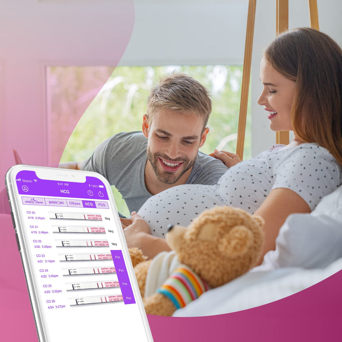 Easy@Home 20 Pregnancy Test Strips for Early Detection, Premom App Support