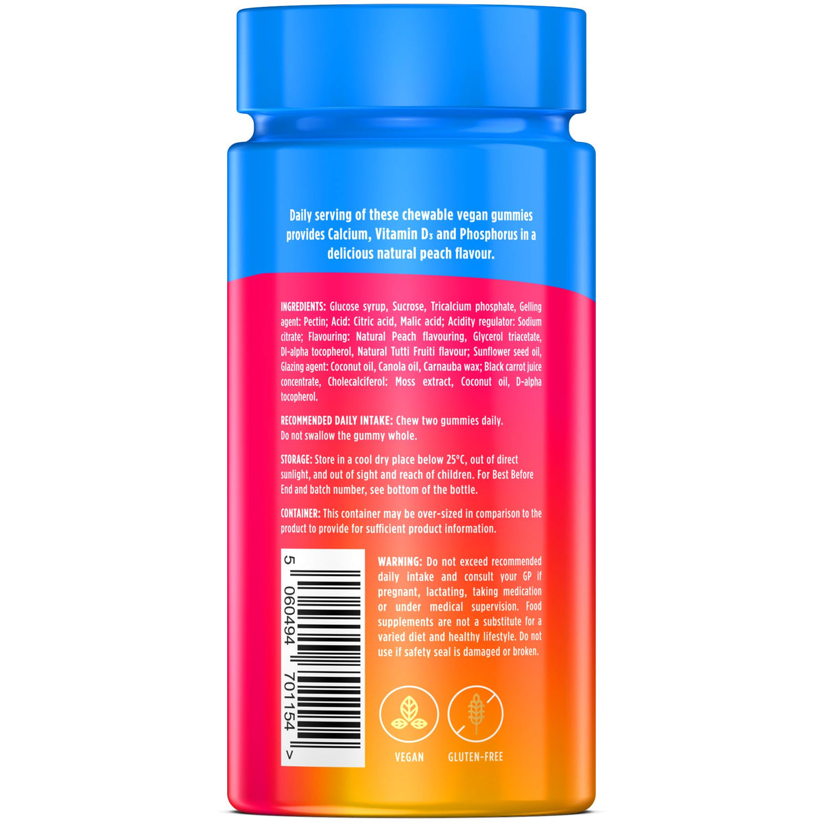 Wellgard Kids Calcium & D3 Gummies - 2 Month Supply - Vegan Chewable Calcium and Vitamin D3 Gummies, Mixed Berry Flavour
